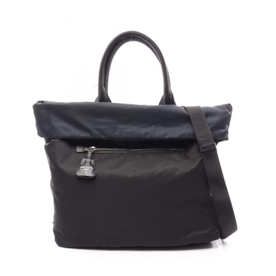 プラダ PRADA TESSUTO DOUBLE リバーシブル 2WAY トートバッグ バッグ ナイロン レディース ブラック系 / ネイビー系 BR4490 【中古】