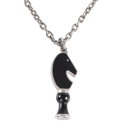 HERMES エルメス カヴァリエ ネックレス ペンダント メタル シルバー ブラック【中古】