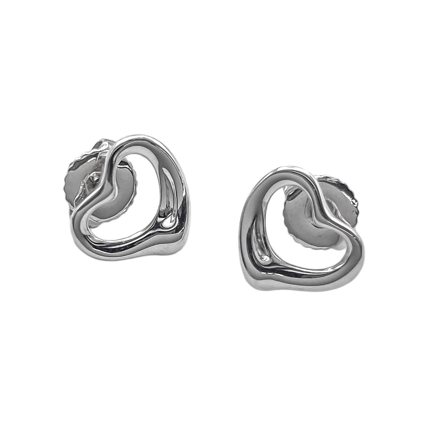 TIFFANY&Co. ティファニー オープンハート スタッド ピアス
 エルサペレッティ SV925 K14WG シルバー 新品仕上済 レディース
 【中古】