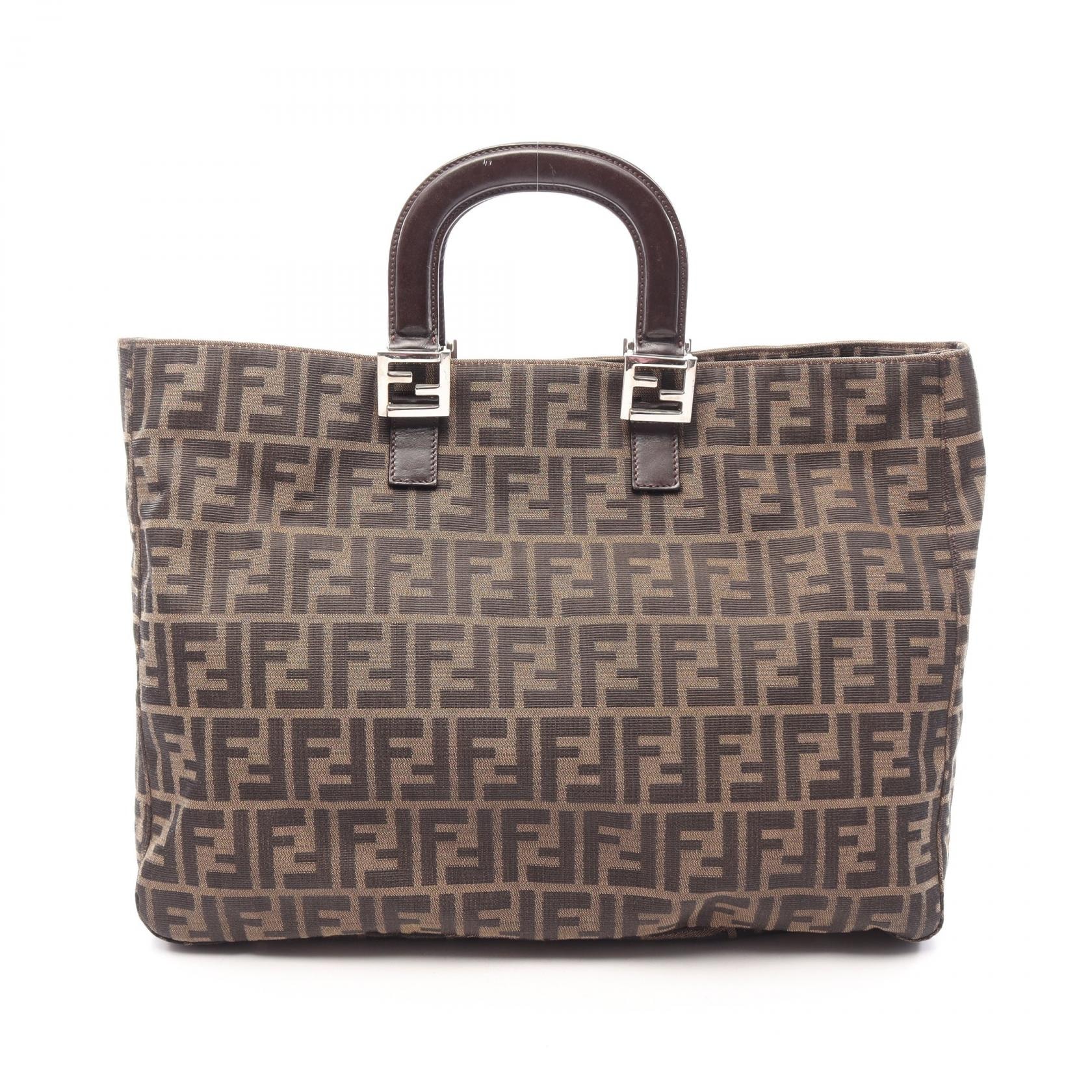 フェンディ FENDI ズッカ トートバッグ バッグ キャンバス レザー レディース ブラウン系 26329 【中古】