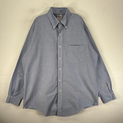 古着 90's/90年代 ブルックスブラザーズ Brooks Brothers 長袖シャツ ボタンダウン Makers M ブルー系 無地 メンズ