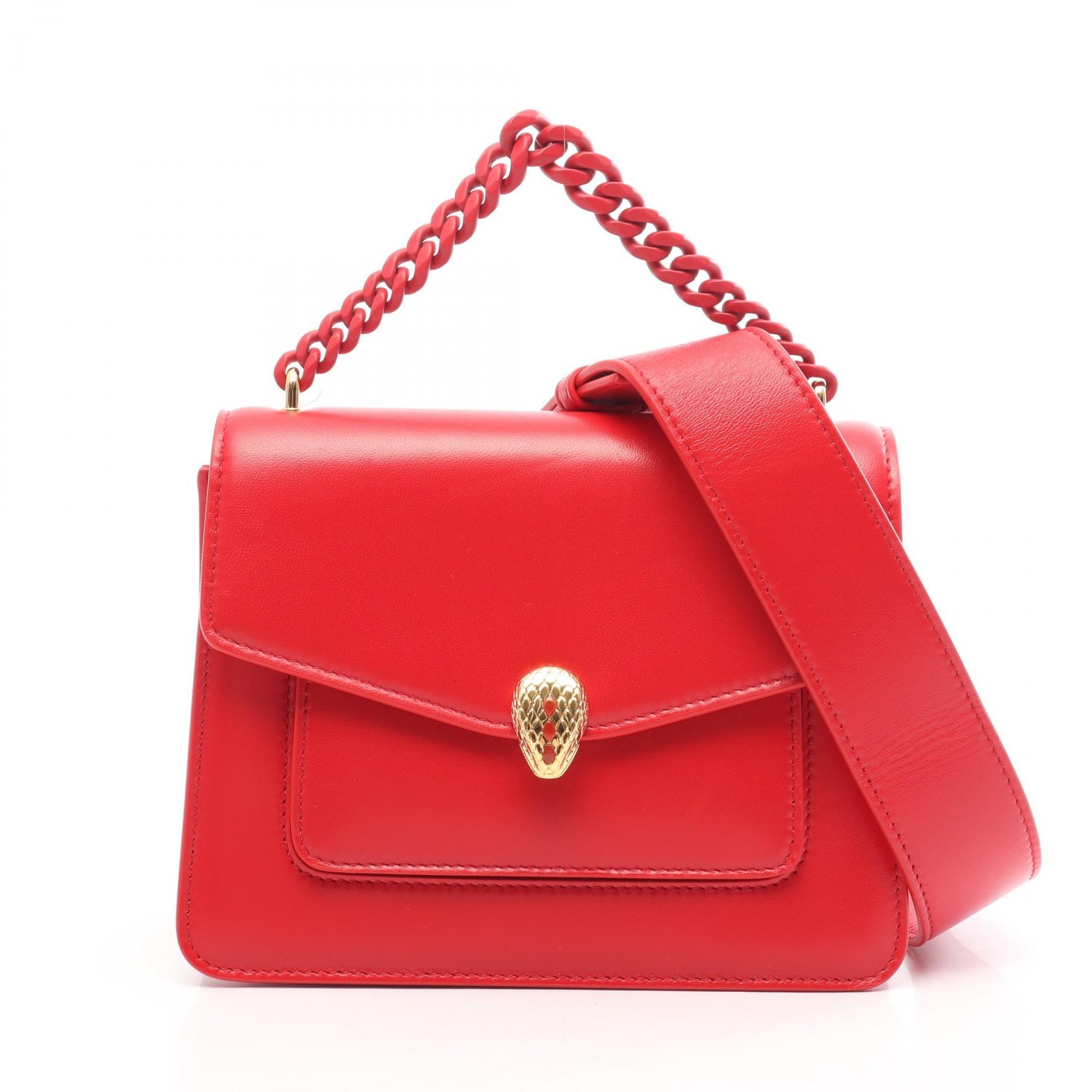 ブルガリ BVLGARI セルペンティ フォーエバー 2WAY ハンドバッグ バッグ レザー レディース レッド系 【中古】