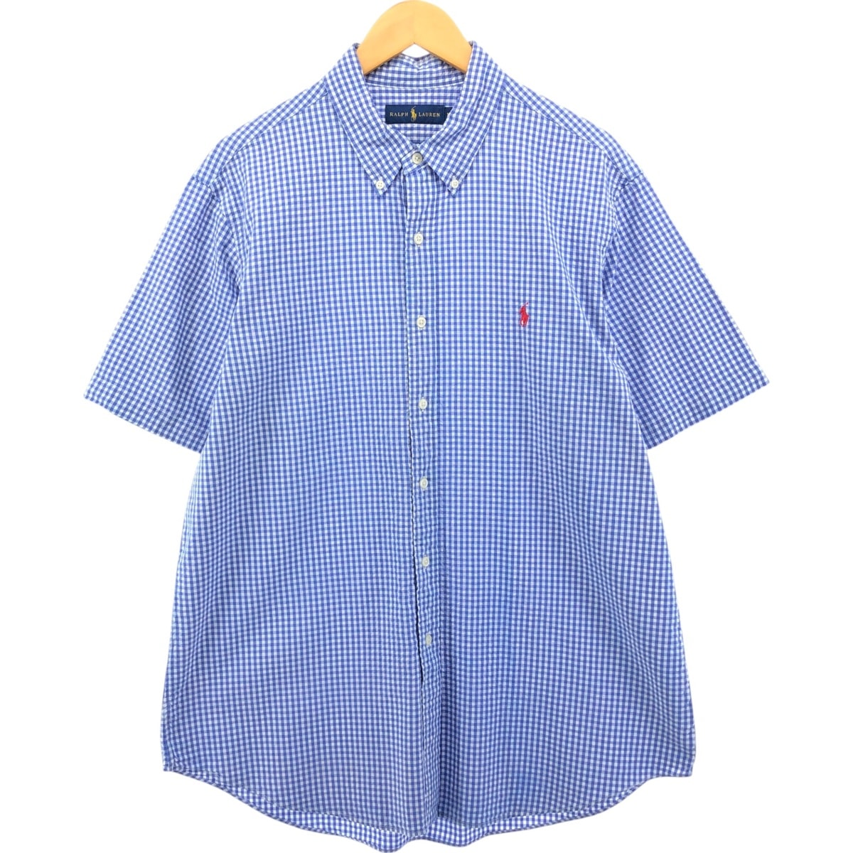 古着 ラルフローレン Ralph Lauren ギンガムチェック 半袖 ボタンダウン チェックシャツ メンズXL相当/eaa552715