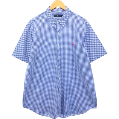 古着 ラルフローレン Ralph Lauren ギンガムチェック 半袖 ボタンダウン チェックシャツ メンズXL相当/eaa552715