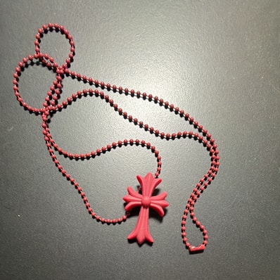 Chrome Hearts Rubber Small CH Cross Silicon Necklace "Burgundy"