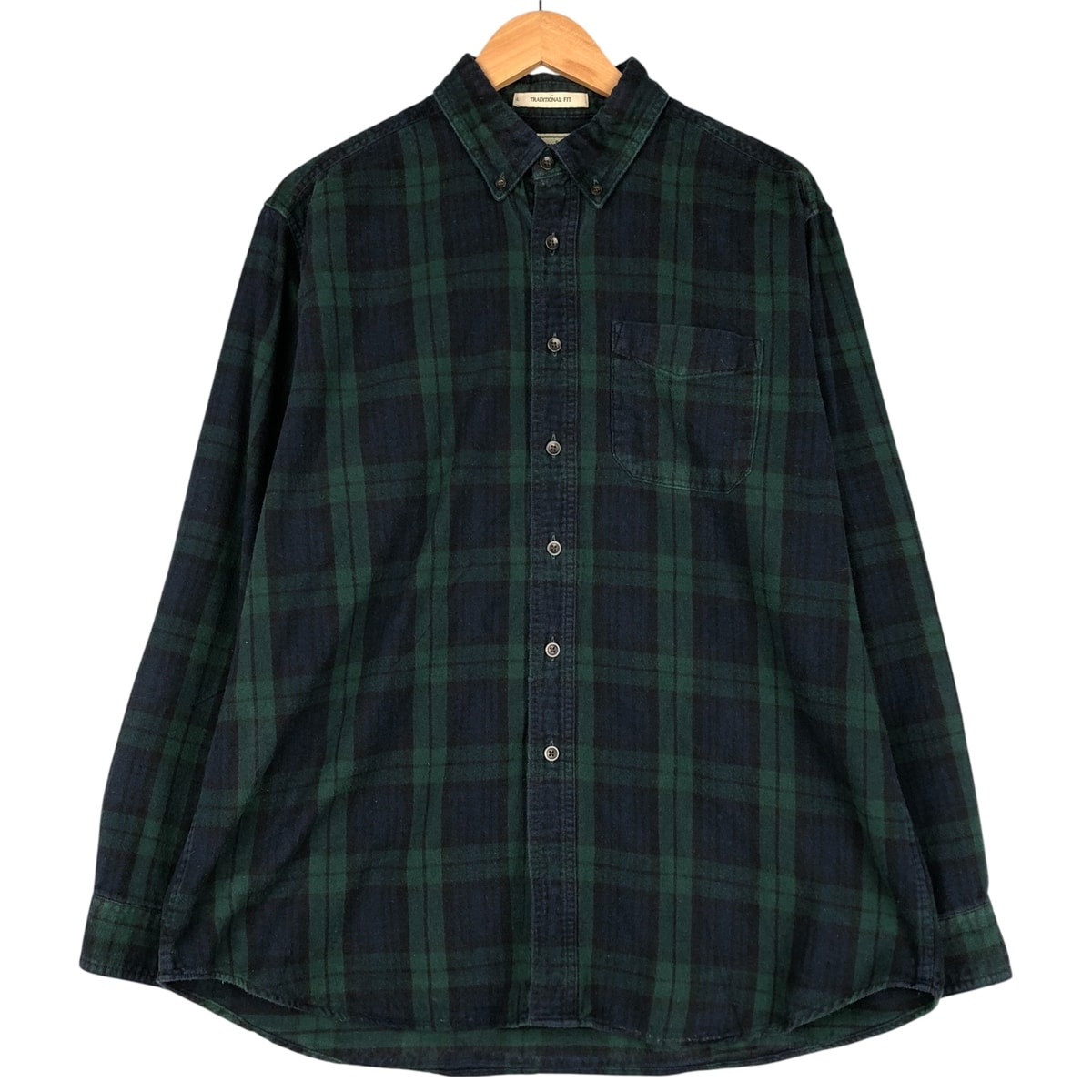 古着 エルエルビーン L.L.Bean TRADITIONAL FIT ブラックウォッチチェック 長袖 フランネルチェックシャツ メンズL相当/eaa599470