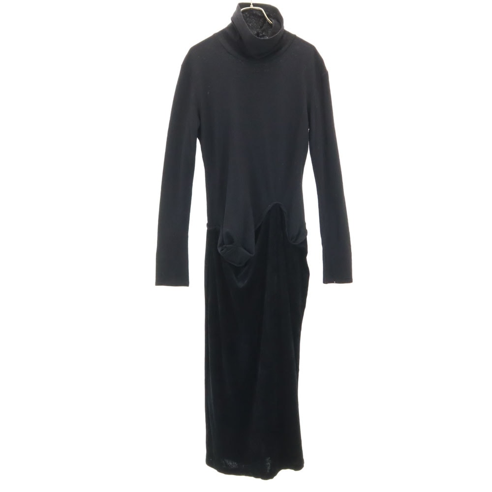 Y's ワイズ 80s 日本製 ヴィンテージ 長袖 タートルネック ワンピース ブラック