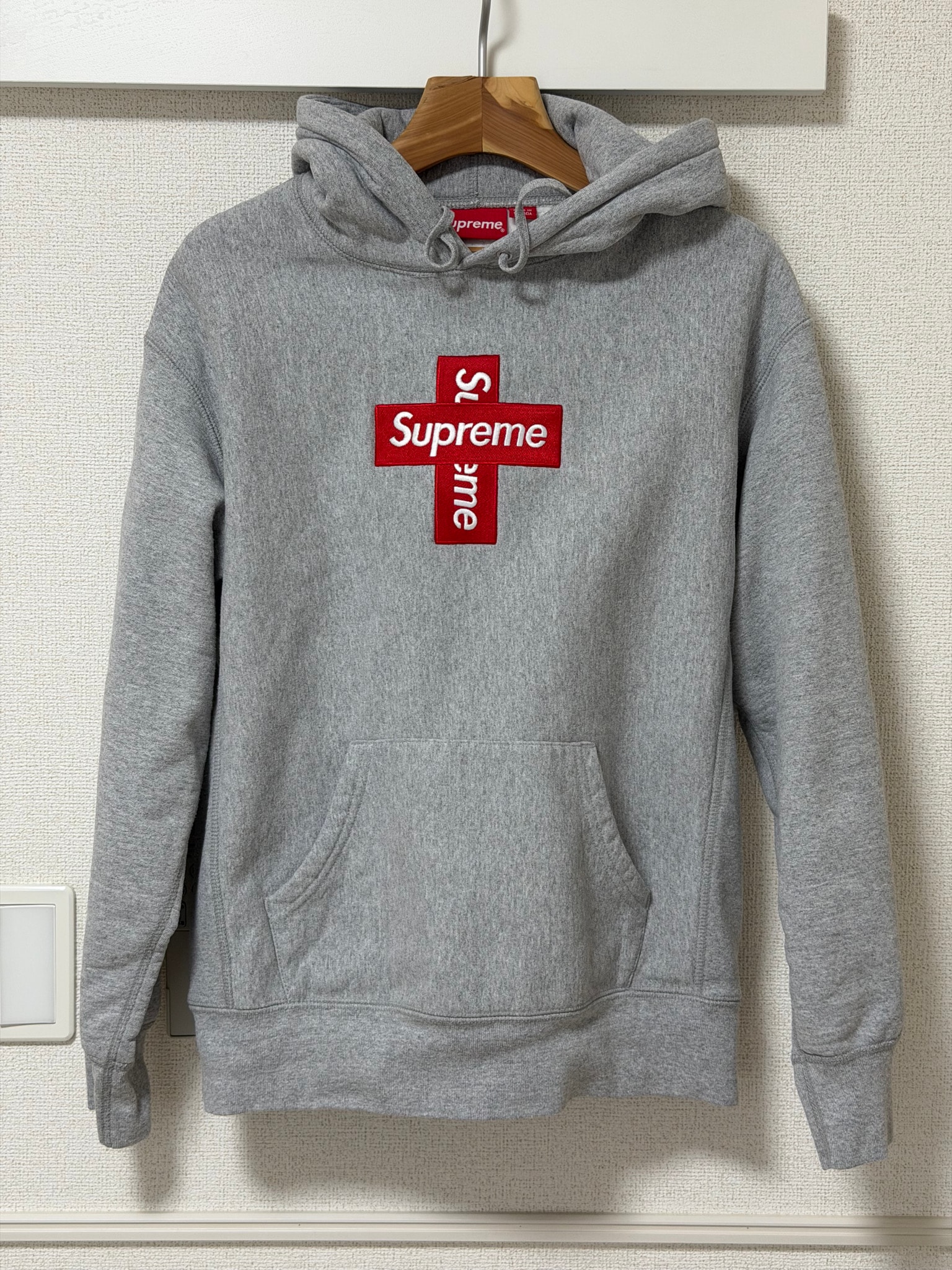 Supreme Cross Box Logo Hooded Sweatshirt "Grey"