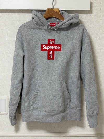 Supreme Cross Box Logo Hooded Sweatshirt "Grey"