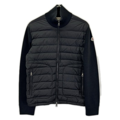 モンクレール 22年製 ブラック CARDIGAN TRICOT ニット切り替え ダウンジャケット S