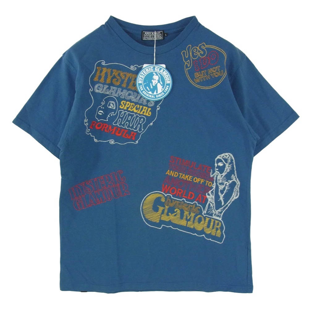 HYSTERIC GLAMOUR Hysteric Scratch Embroidered T-Shirt "Blue"