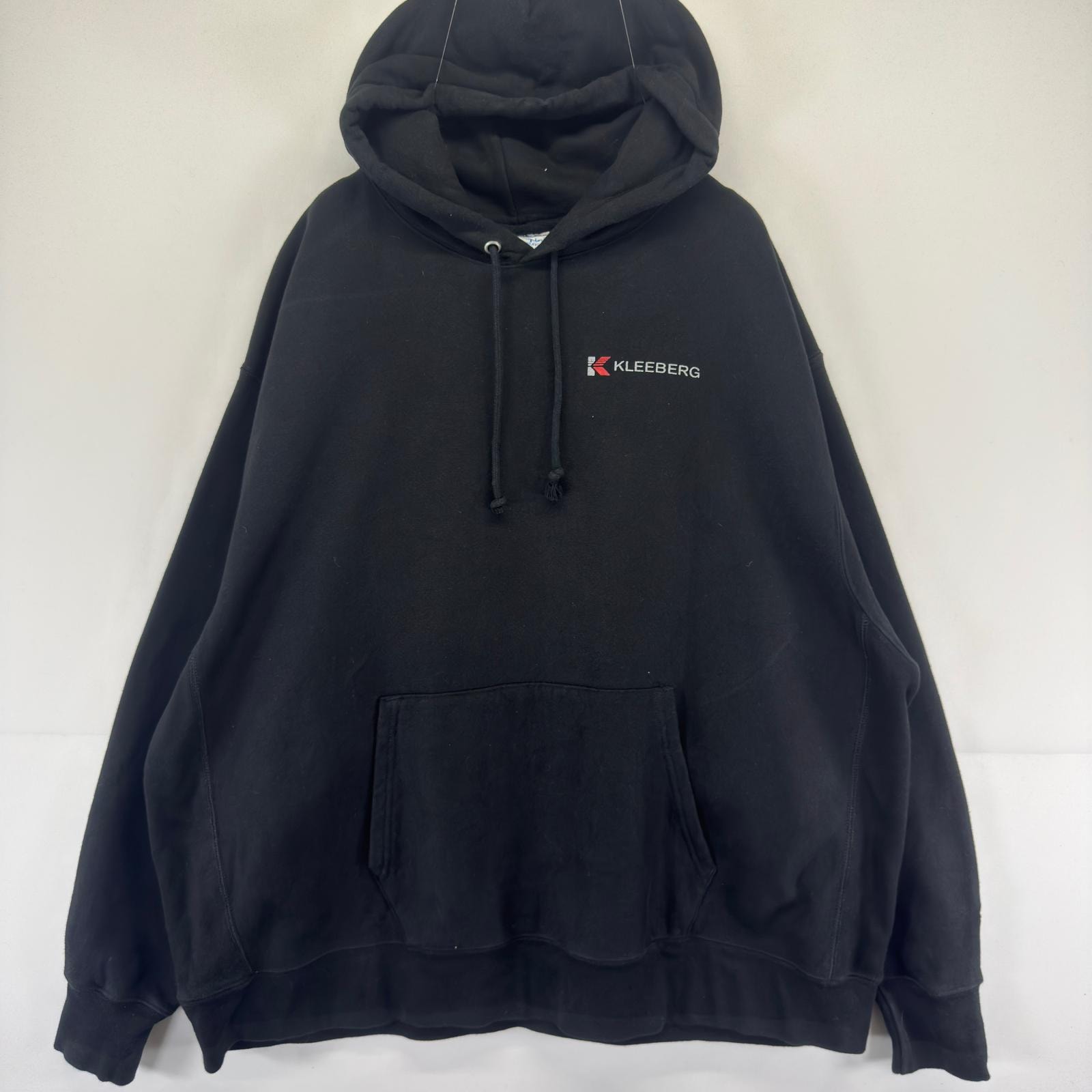 古着 チャンピオン Champion パーカー プルオーバー リバースウィーブ 企業ロゴプリント 大きいサイズ スウェット 3XL  ブラック メンズ