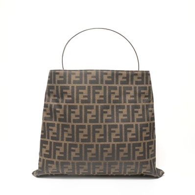 フェンディ FENDI ズッカ キャンバス メタルハンドル ハンドバッグ【中古】