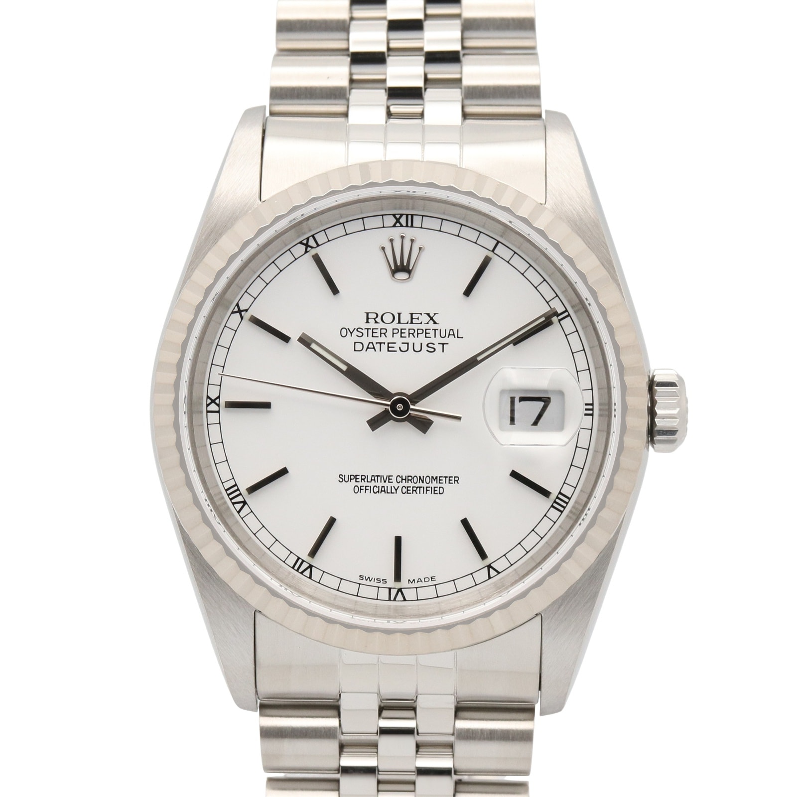 ロレックス ROLEX デイトジャスト F番 腕時計 時計 K18(イエローゴールド) ステンレススチール メンズ ホワイト系 バー 16234 【中古】