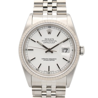 ロレックス ROLEX デイトジャスト F番 腕時計 時計 K18(イエローゴールド) ステンレススチール メンズ ホワイト系 バー 16234 【中古】