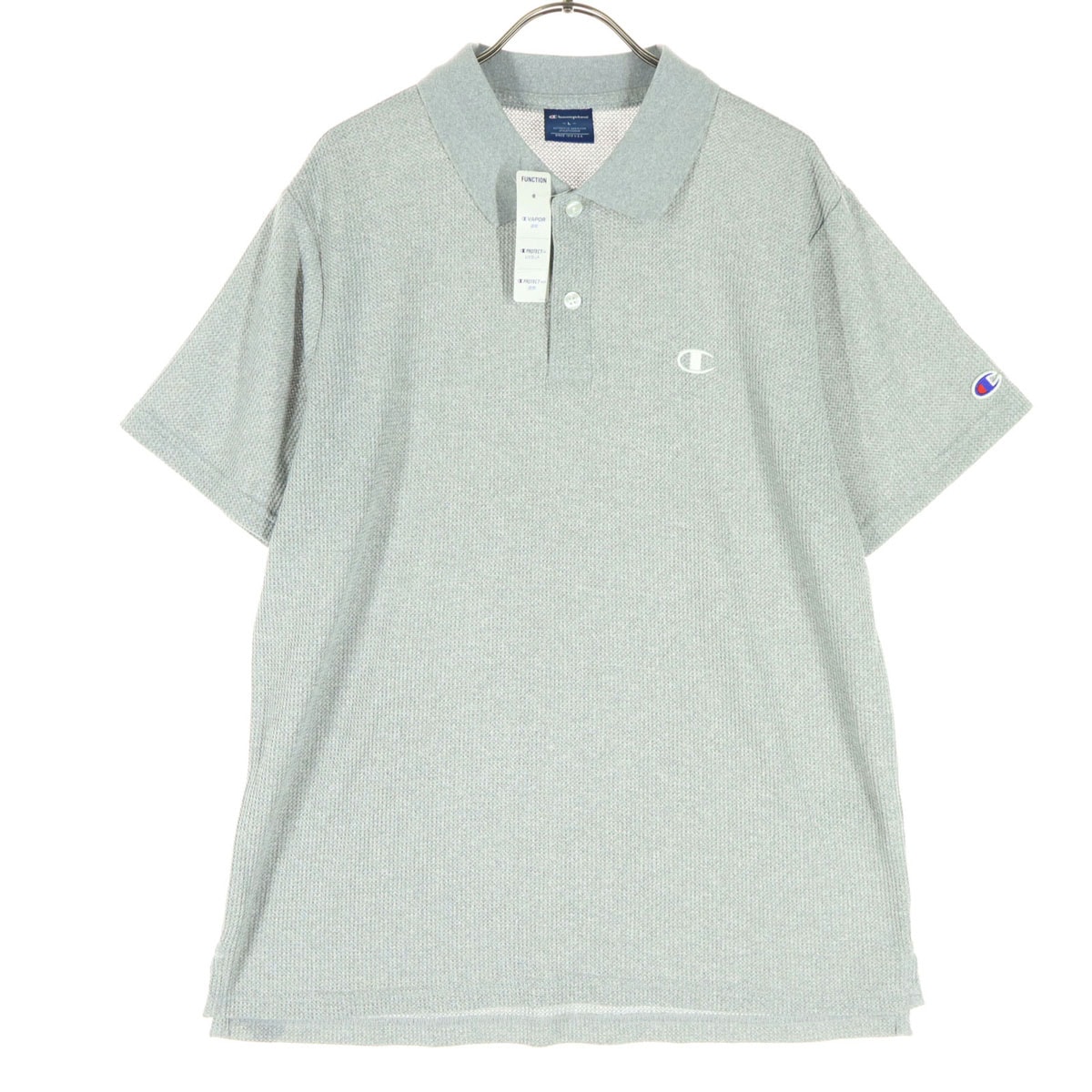 未使用 Champion チャンピオン ワンポイントロゴ 半袖 ポロシャツ L グレー