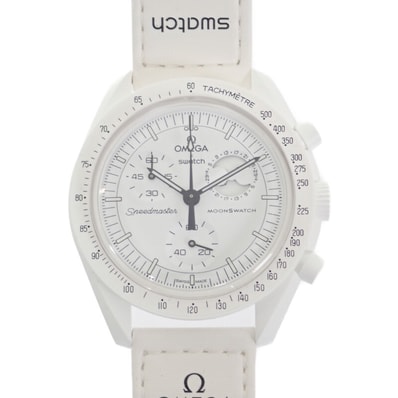 オメガ OMEGA スウォッチ SWATCH ミッショントゥザムーンフェイズ スヌーピー SO33W700 腕時計 セラミック ナイロン ホワイト クオーツ ホワイト文字盤 メンズ【中古】【Aランク】