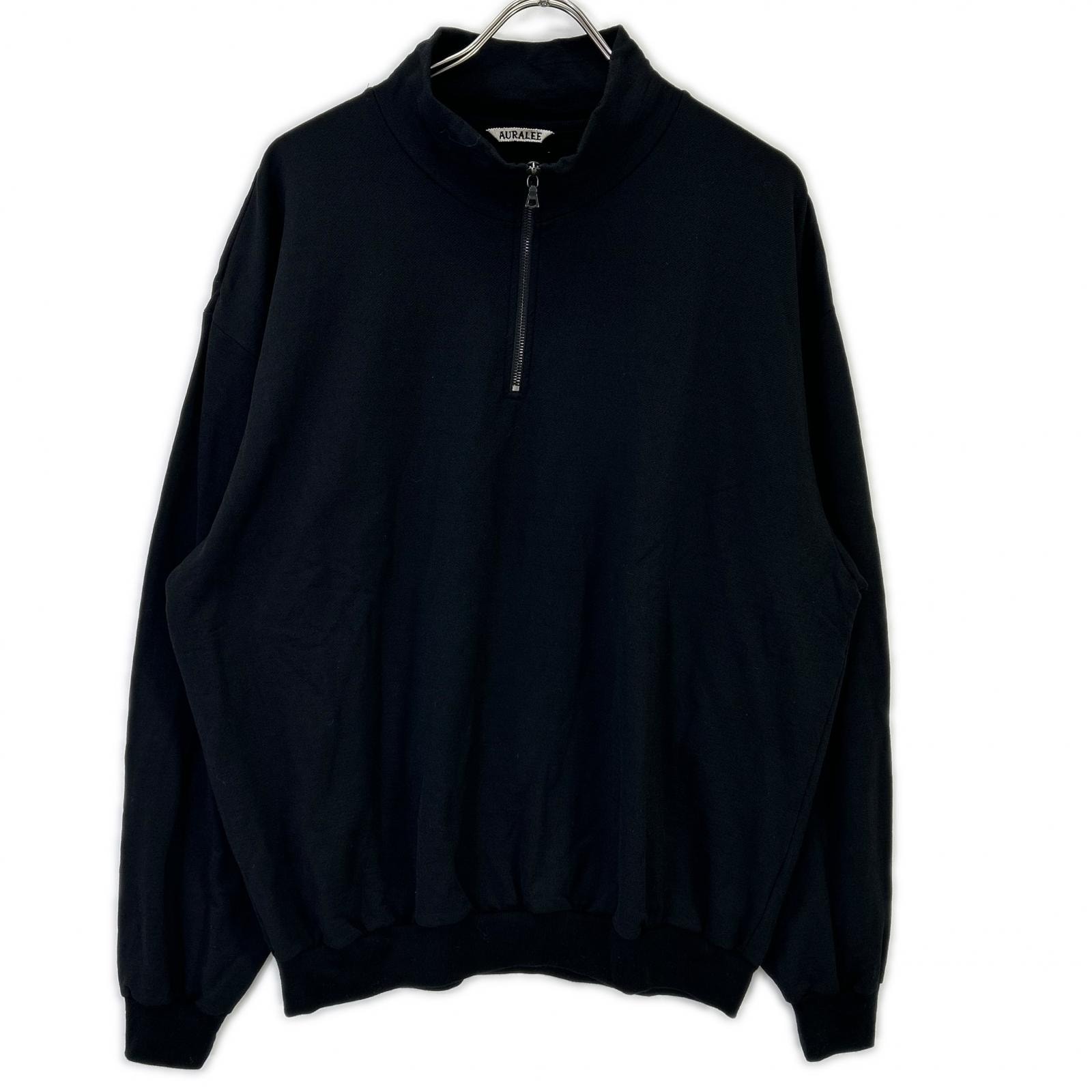 オーラリー A25AP01WU ブラック LIGHT WOOL SWEAT HALF ZIP 5