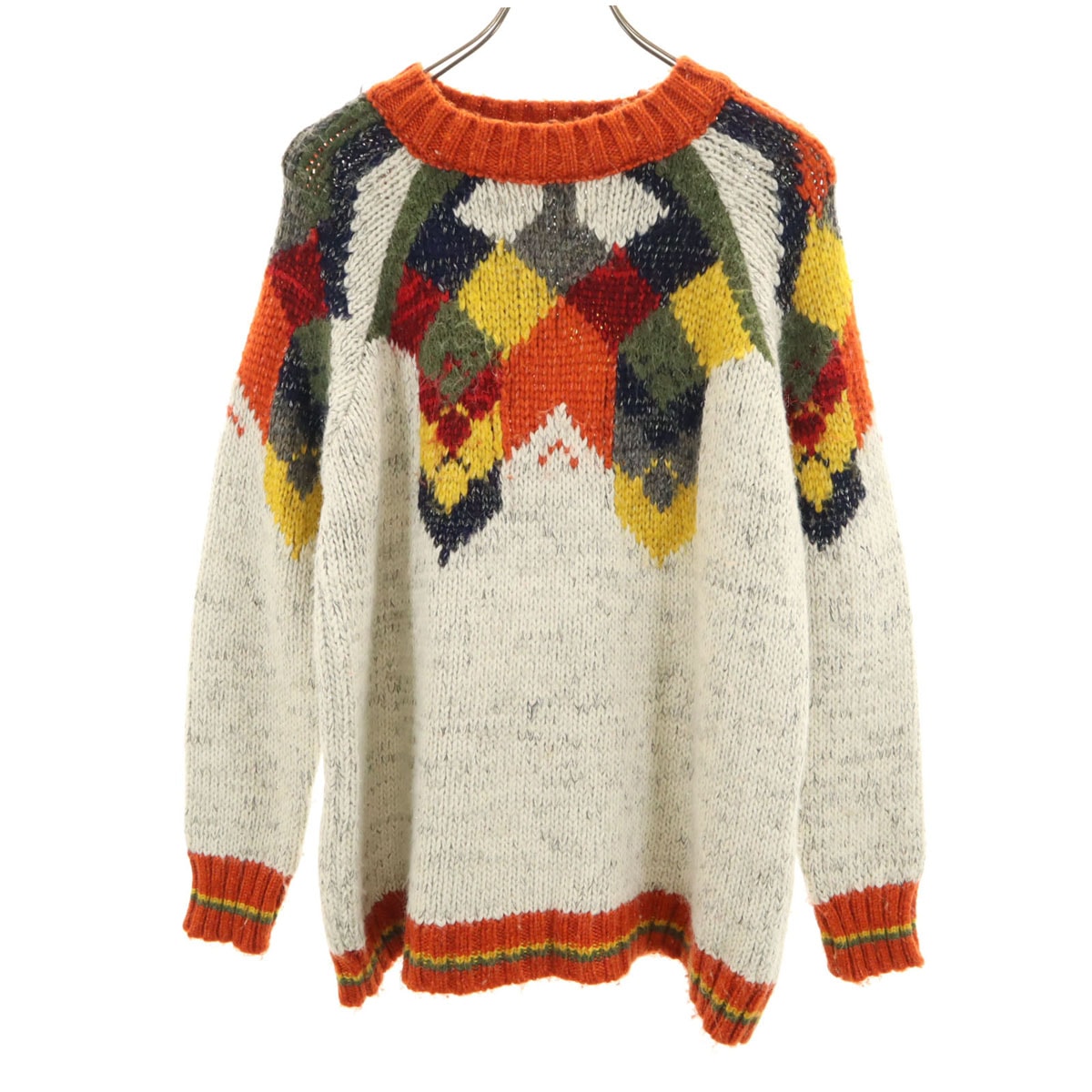 ZARA KNIT ザラニット ネイティブ柄 長袖 セーター M ライトグレー