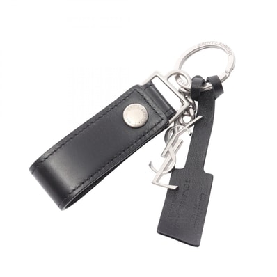 サンローランパリ SAINT LAURENT PARIS モノグラム チャーム アクセサリー レザー メタル メンズ ブラック系 / シルバー系 5183230SX0E1000 【新品】