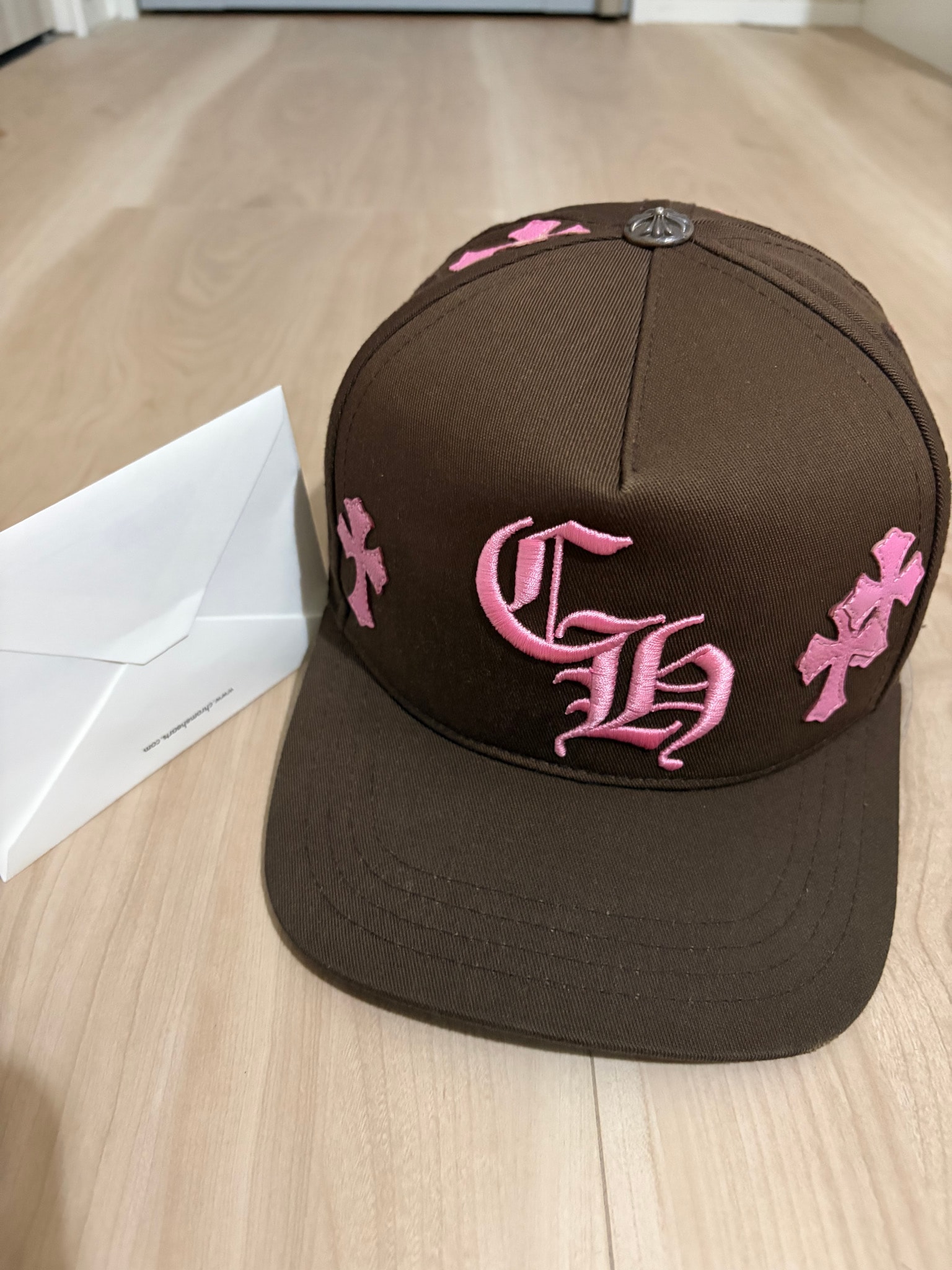 Chrome Hearts CH Hat Cross Patch Baseball Cap "Brown/Pink"