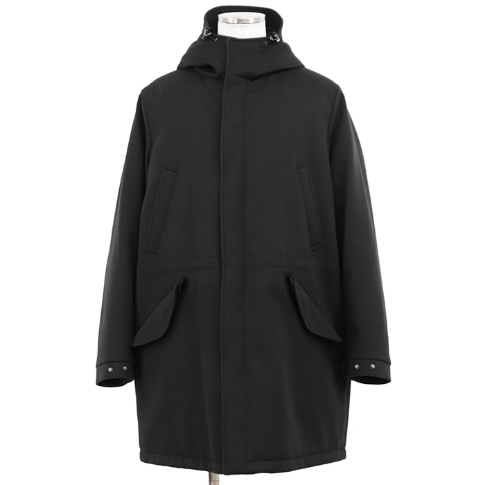 【新品同様】Loro Piana ロロピアーナ モッズコート サイズ 50 メンズ カシミヤ100% スムースメルトン × シェアードミンク ミリタリー アウター チャコールブラック 黒 イタリア製