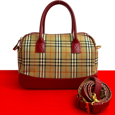 BURBERRY バーバリー ノバチェック 柄 シャドーホース キャンバス レザー ショルダーバッグ ベージュ
76830