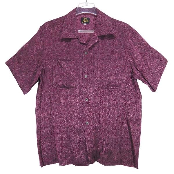 Needles ニードルズ C.O.B S/S ONE-UP SHIRT -FINE PATTERN JQ.-DIAMOND IN094 カット オフ ボトム ショートスリーブ シャツ ダイヤモンドジャガード バーガンディ 半袖 サイズS