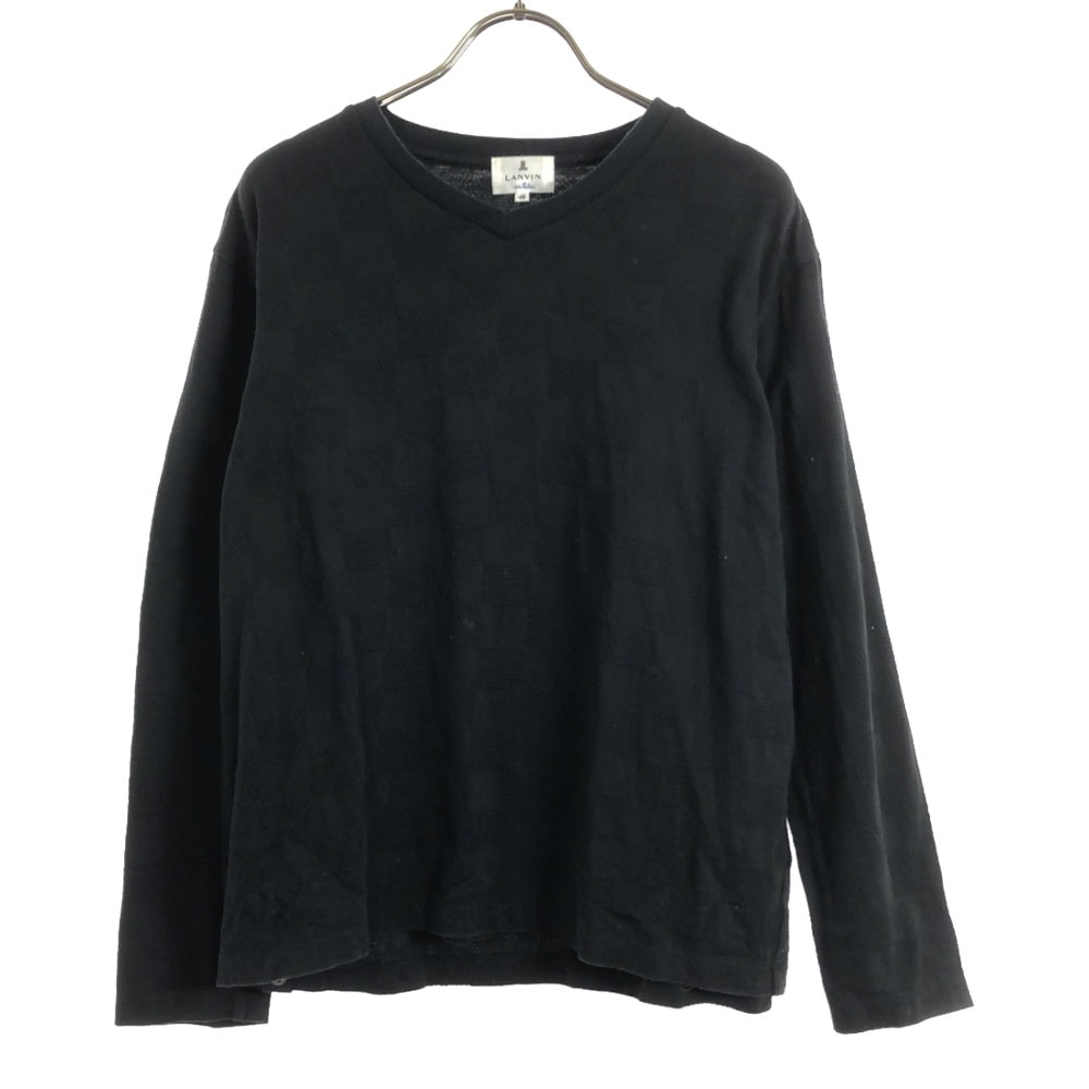 LANVIN en Bleu ランバンオンブルー 日本製 柄編 長袖 カットソー 48 ブラック