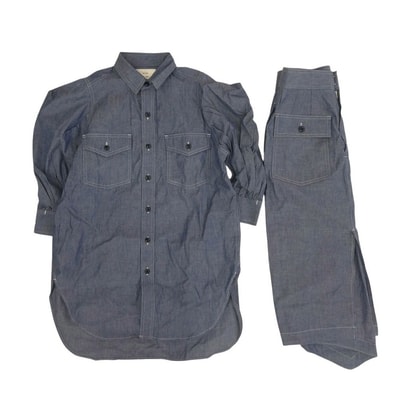 HYKE ハイク セットアップ 221-15158 シャンブレー シャツ パンツ セットアップ ライトブルー系 1 SMALL【中古】