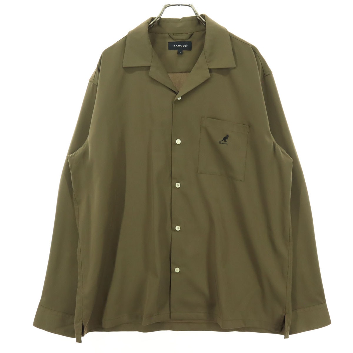 美品 KANGOL カンゴール 長袖 オープンカラーシャツ L ベージュ系