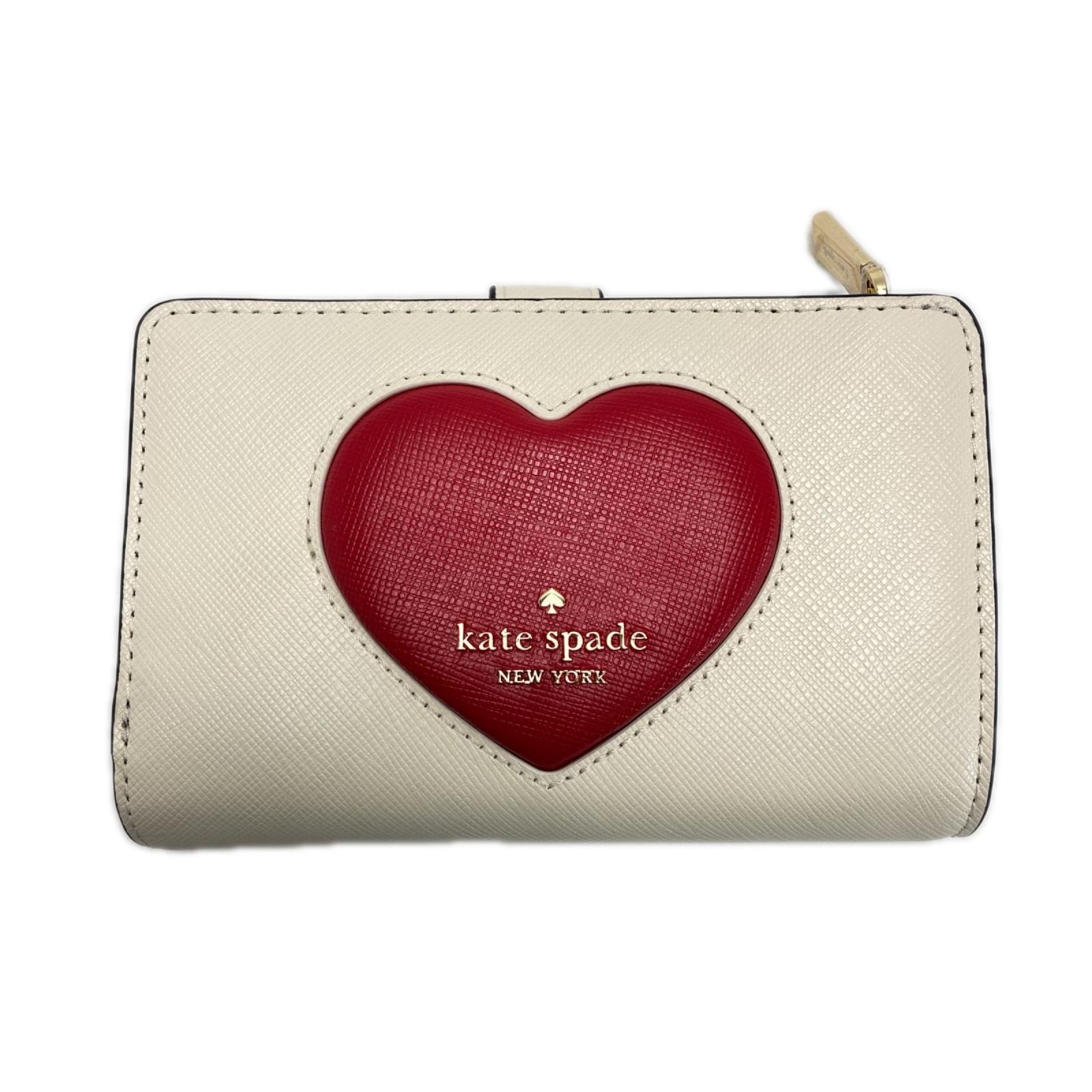 Kate Spade ケイトスペード マディソン インセット パフィ ハート ミディアム コンパクト バイフォールド KX182 アイボリー 2つ折り財布