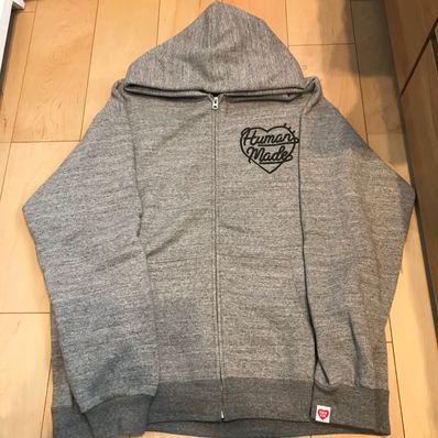 HUMAN MADE HEART ZIP-UP SWEAT HOODIE "Grey"