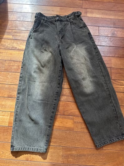 9090 Heisei Logo Wide Tuck Denim Pants