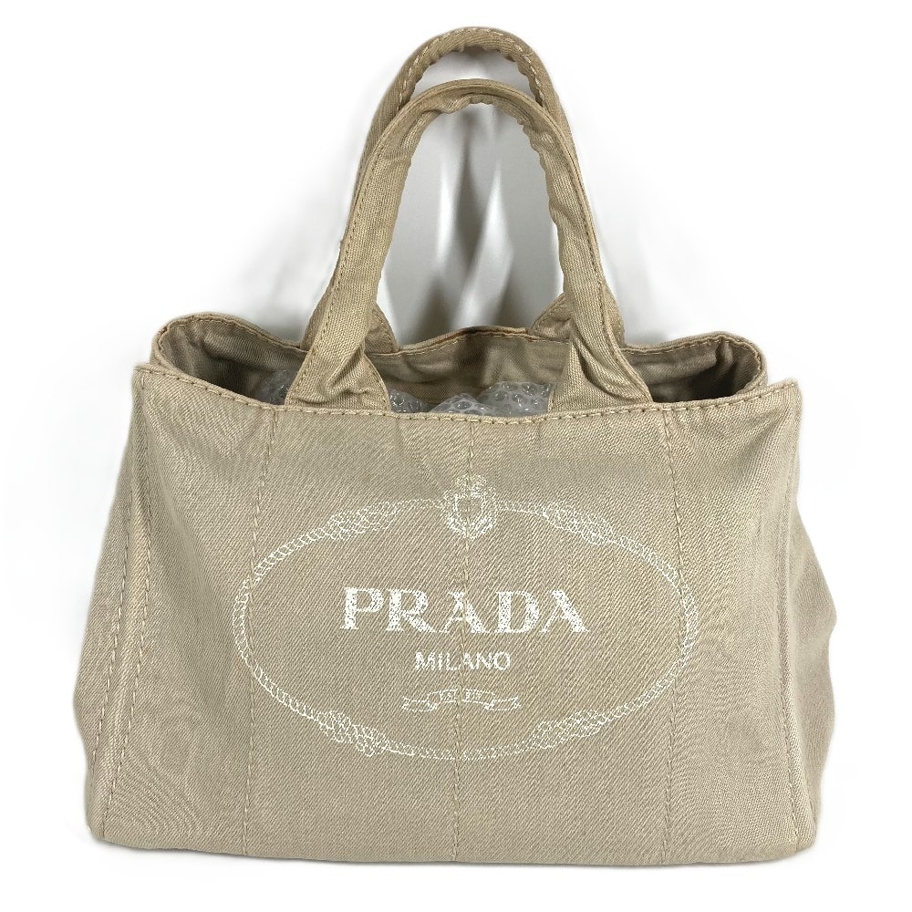 プラダ PRADA カナパ ロゴ カバン ショルダーバッグ トートバッグ ハンドバッグ キャンバス ベージュ