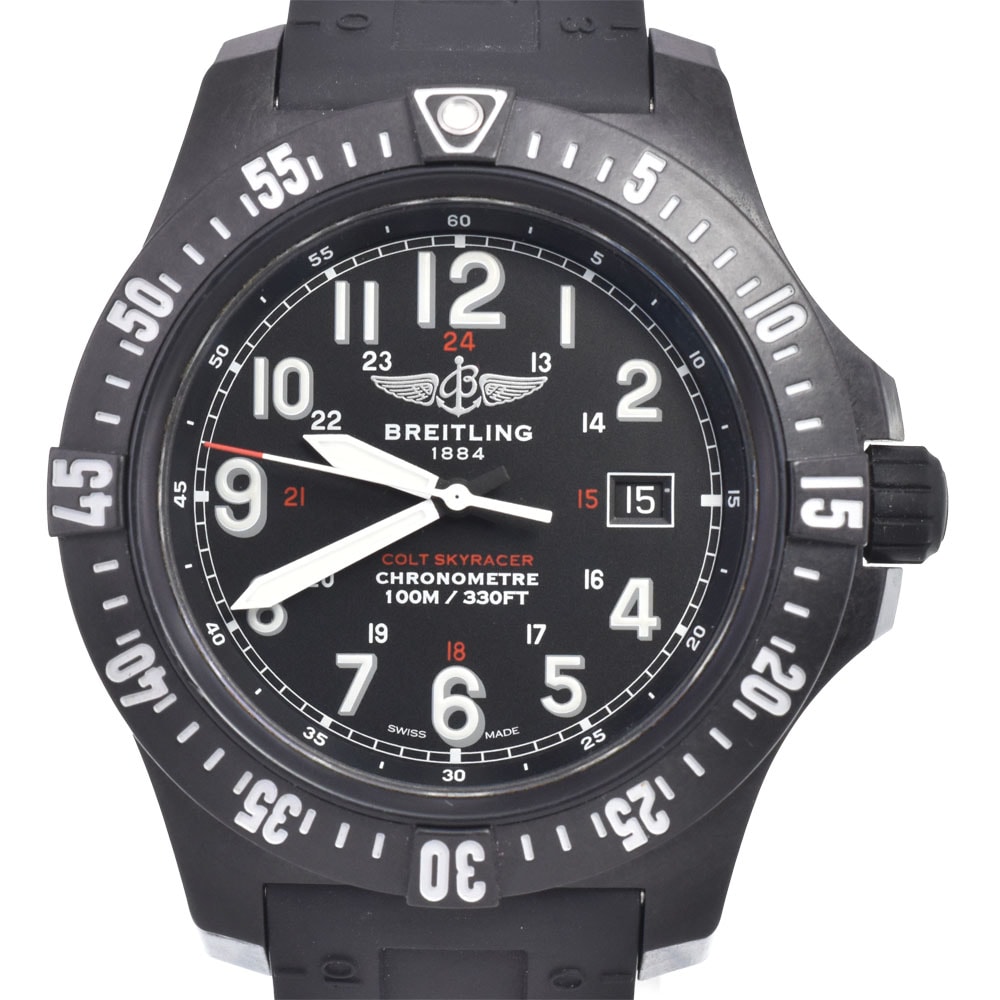 ブライトリング BREITLING X74320E4/BF87 スカイレーサー ブラック クォーツ メンズ 美品 腕時計 J#150504