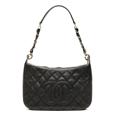 シャネル マトラッセ ココマーク チェーン ショルダーバッグ ハンドバッグ ブラック キャビアスキン レディース CHANEL 【中古】