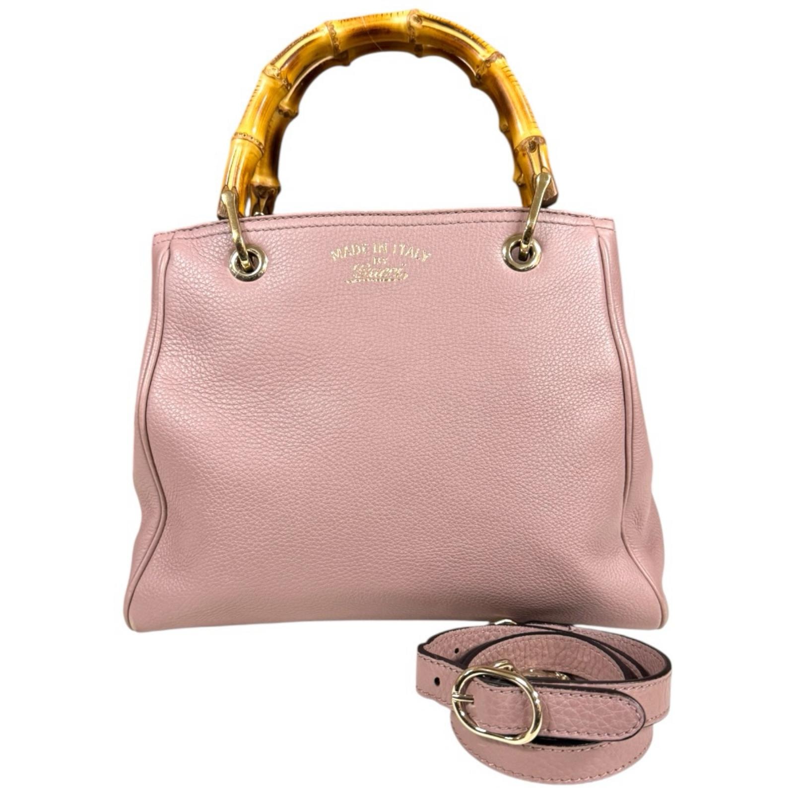 グッチ バンブー ショルダーバッグ レザー 336032 ピンク レディース GUCCI 中古