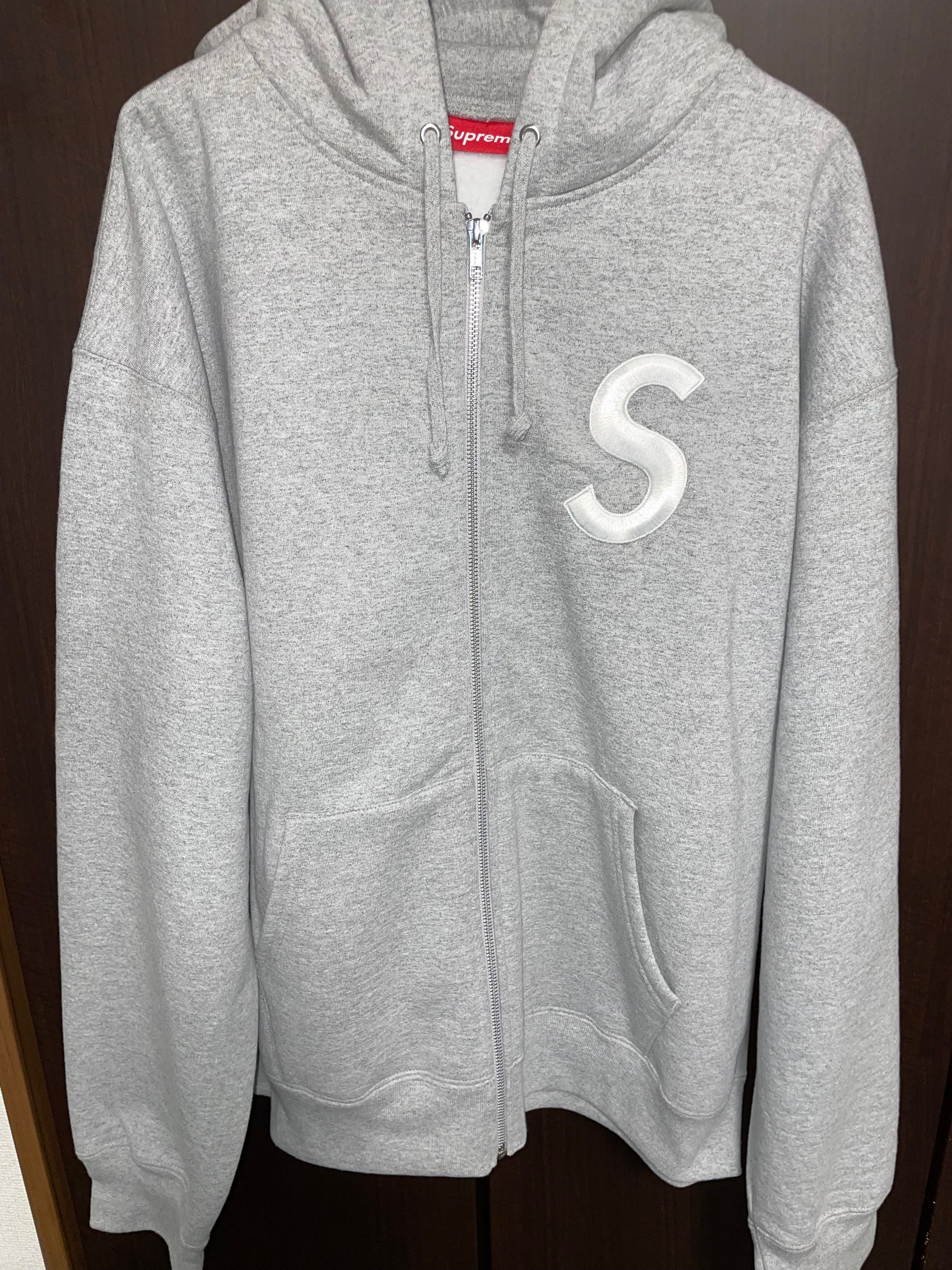 Supreme S Logo Zip Up Hooded Sweatshirt "Heather Grey" (23FW)