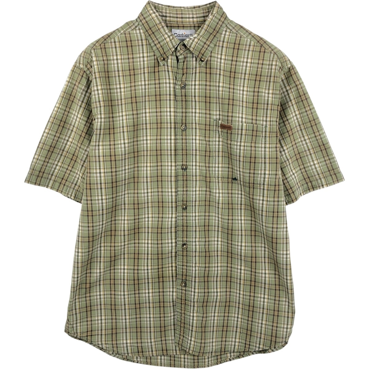 古着 カーハート Carhartt チェック柄 ボックスシャツ 半袖 ワークシャツ メンズL相当/eaa655236