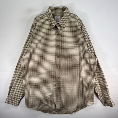 古着 ブルックスブラザーズ Brooks Brothers 長袖シャツ チェック 胸ポケ ボタンダウン L ベージュ系 マルチカラー メンズ