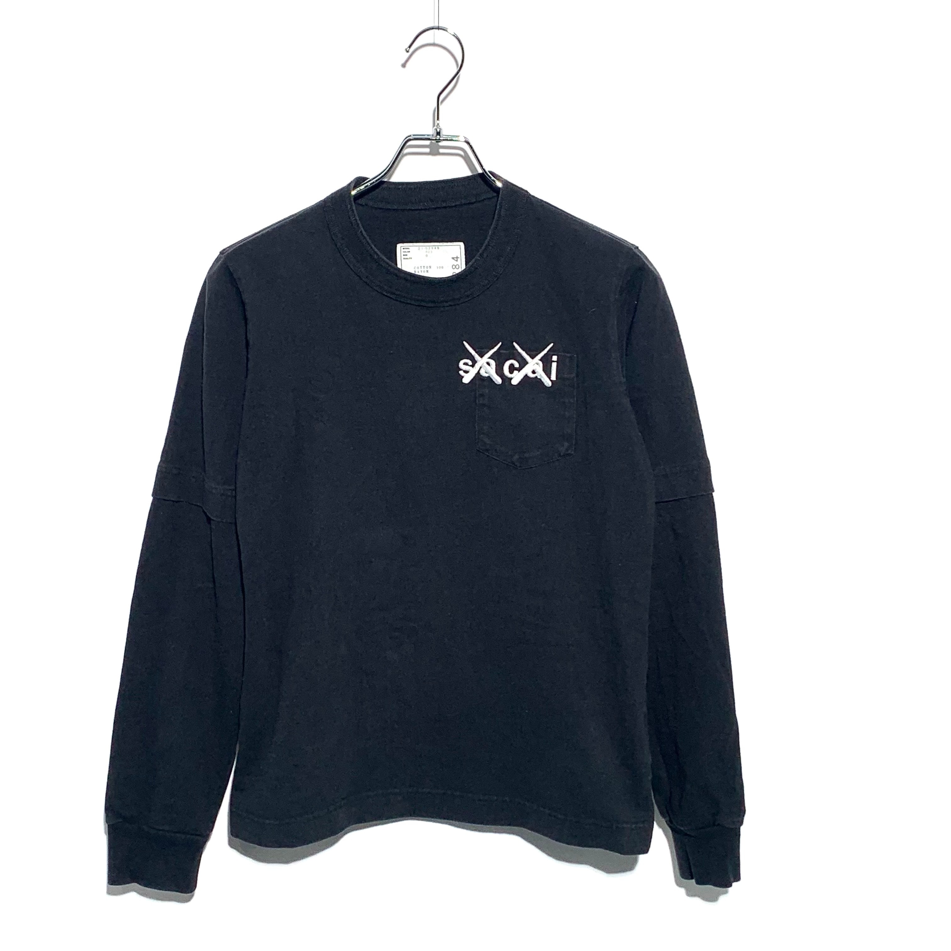Sacai 21AW 21-0284S KAWS Embroidery Long Sleeve Black