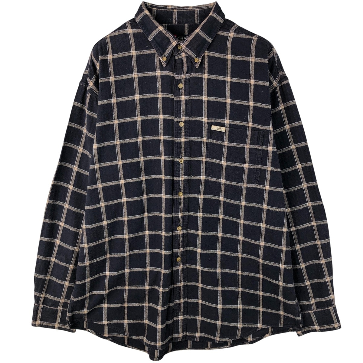古着 ラルフローレン Ralph Lauren CHAPS チャップス 長袖 ボタンダウン ライトネルチェックシャツ メンズXL相当/eaa608613