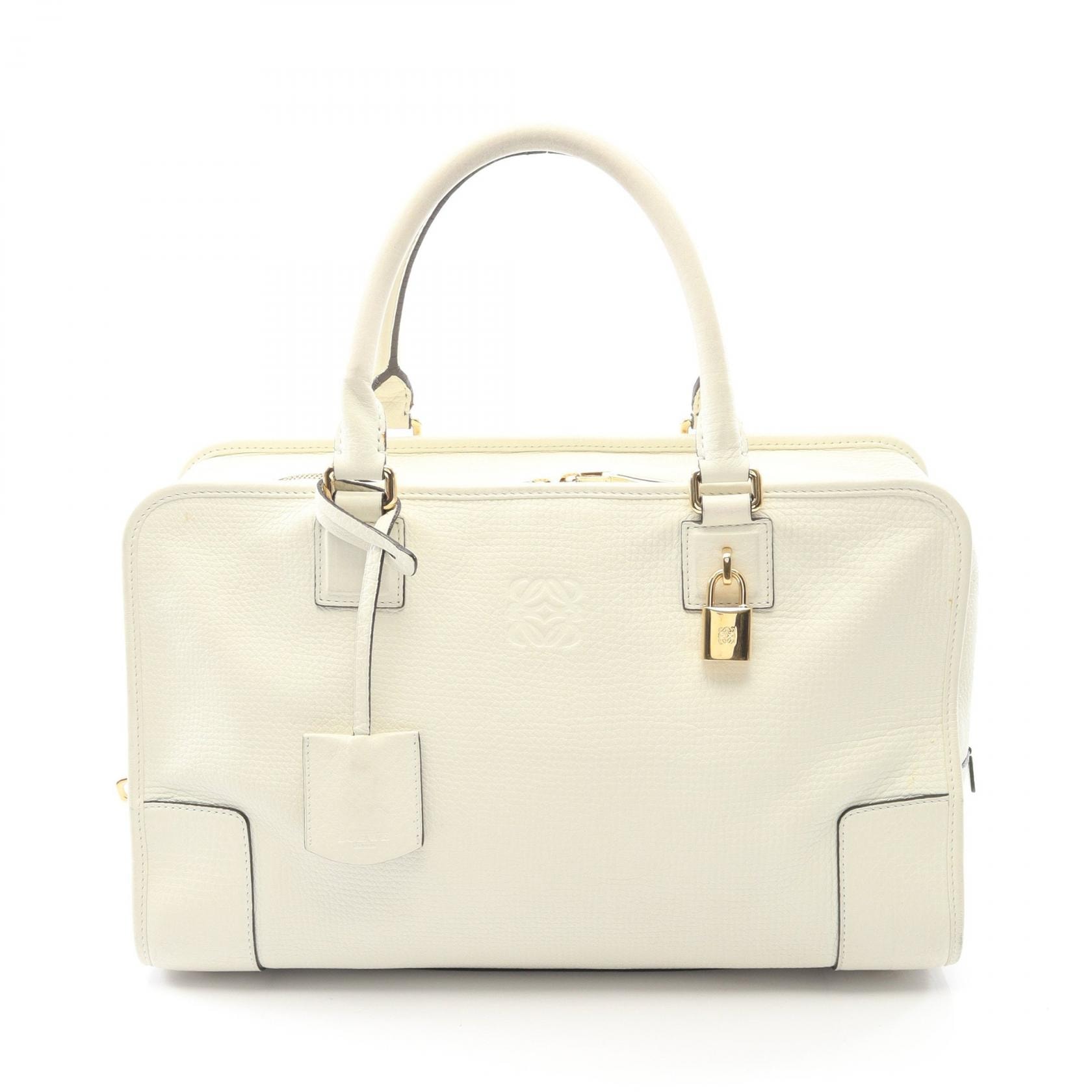 ロエベ LOEWE アマソナ36 ハンドバッグ バッグ レザー レディース ホワイト系 【中古】