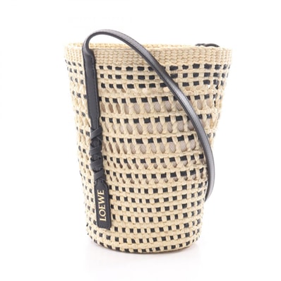 ロエベ LOEWE ブレイドポケット ショルダーバッグ バッグ レザー ラフィア レディース ベージュ系 / ブラック系 C630IMBX012165 【新品】