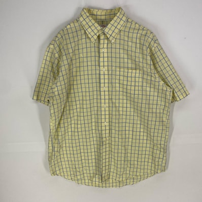古着 ブルックスブラザーズ Brooks Brothers 半袖シャツ ボタンダウン 胸ポケット L イエロー系 チェック メンズ
