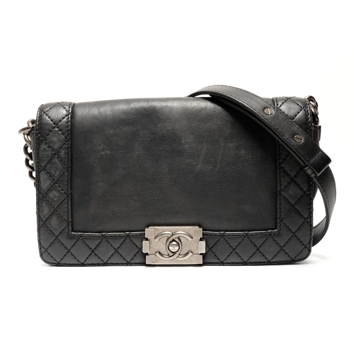 シャネル CHANEL 18番台 ボーイシャネル ガンメタリック チェーン 2013-2015 ショルダーバッグ【中古】