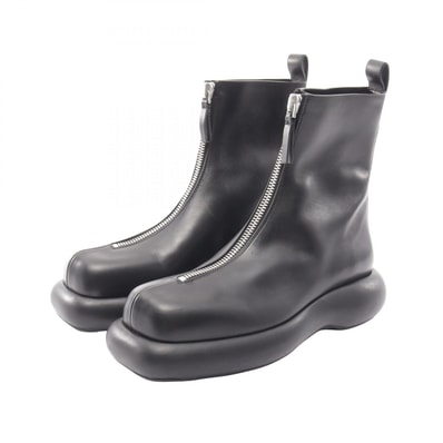 ジルサンダー JIL SANDER スクエアトゥ ショート ブーツ 靴 レザー レディース ブラック系 【中古】