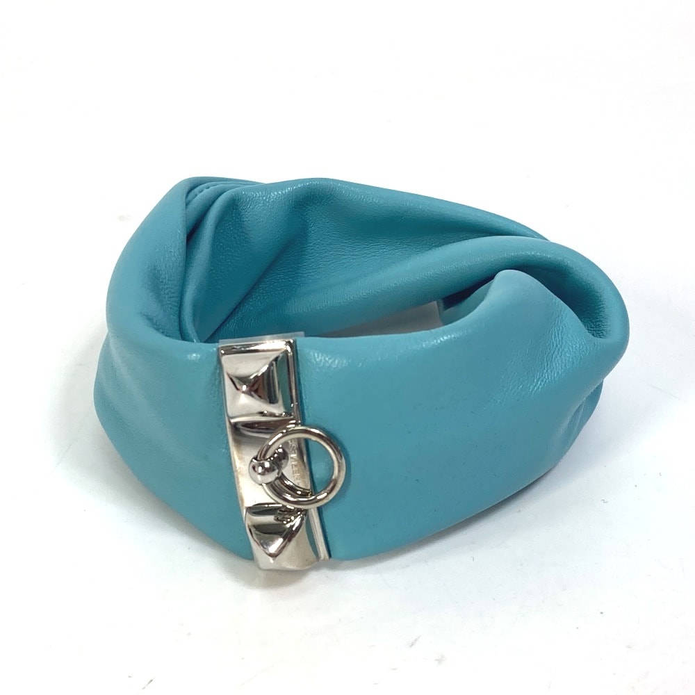 エルメス HERMES トルサド アクセサリー メドール プティアッシュ petit h ブレスレット レザー ライトブルー 美品