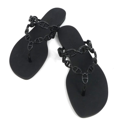 エルメス HERMES サンダル 5 アイランド ポリウレタン/ゴム ブラック レディース【中古】 e61079g